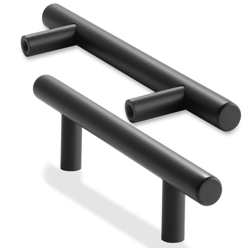 Cauldham Solid Stainless Steel Euro Cabinet Pull Matte Black (3-3/4" Hole Centers) - 10 Pack, 2 of 8