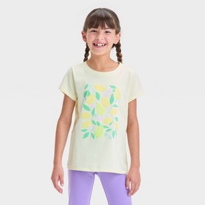 Girls' Short Sleeve Lemons Graphic T-Shirt - Cat & Jack™ Light Yellow - 1 of 4