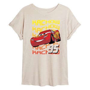 Women's - Disney - Lightning McQueen KACHOW Oversized Graphic T-Shirt - 1 of 4