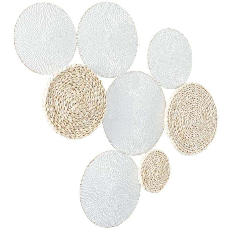 31&#34; x 37&#34; Metal Plate Rope Design Wall Decor with Textured Pattern White - The Novogratz, 5 of 6