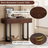 Retro Minimalist Console Table with Drawers, Solid Wood Entryway Table with Fluted Design, Narrow Sofa Table with Metal Legs - ModernLuxe - 4 of 4
