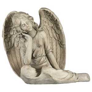 Northlight 17" Gray Graceful Sitting Angel Outdoor Garden Statue - 1 of 4