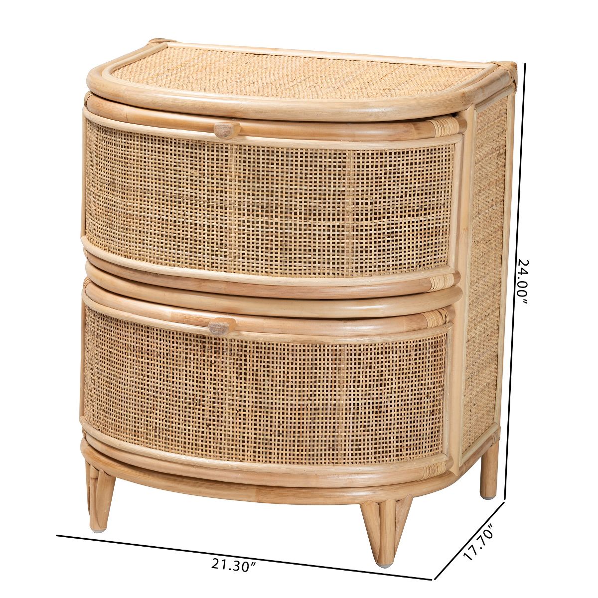 bali & pari Oleta Modern Bohemian Natural Brown Rattan 2-Drawer Nightstand - thumbnail 10