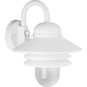 Progress Lighting Newport 1-Light Outdoor Wall Lantern, White Finish, Clear Prismatic Acrylic Shade - 1 of 2