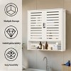Artloge Large Bamboo Bathroom Wall Mount Cabinet Medicine Organizer Over The Toilet White Storage Cupboard with 2 Door & 3 Tier Shelves - 4 of 4