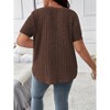 BLUEMING Women's Plus Size Ribbed Short Sleeve Tops V Neck Shirts Loose Lightweight Casual Pullover Blouses - 2 of 2