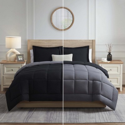 Full Black and Gray Reversible Microfiber Duvet