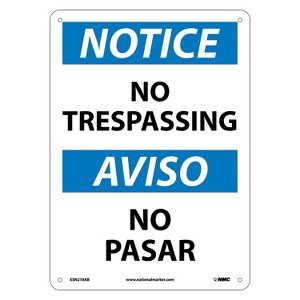 National Marker No Trespassing Bilingual 14X10 .040 Aluminum Notice Sign ESN218AB - 1 of 1