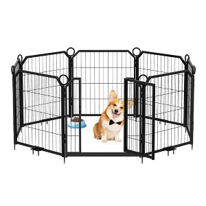 Dog Playpen for Yard, 24/32/40 Inch Metal Dog Fence 8/12/16 Panels for Large/Medium/Small Dogs Indoor & Outdoor - 1 of 4