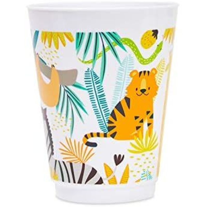 Blue Panda 16 Pack Plastic Jungle Safari Cups for Kids, Animal Party Favors for Birthday Party Supplies (16 oz), 4 of 7
