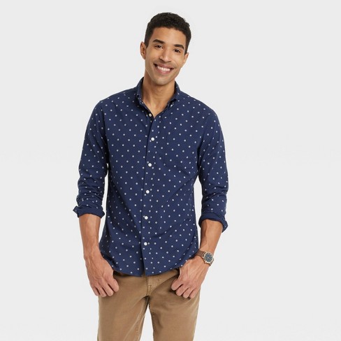 Navy blue button up shirt best sale