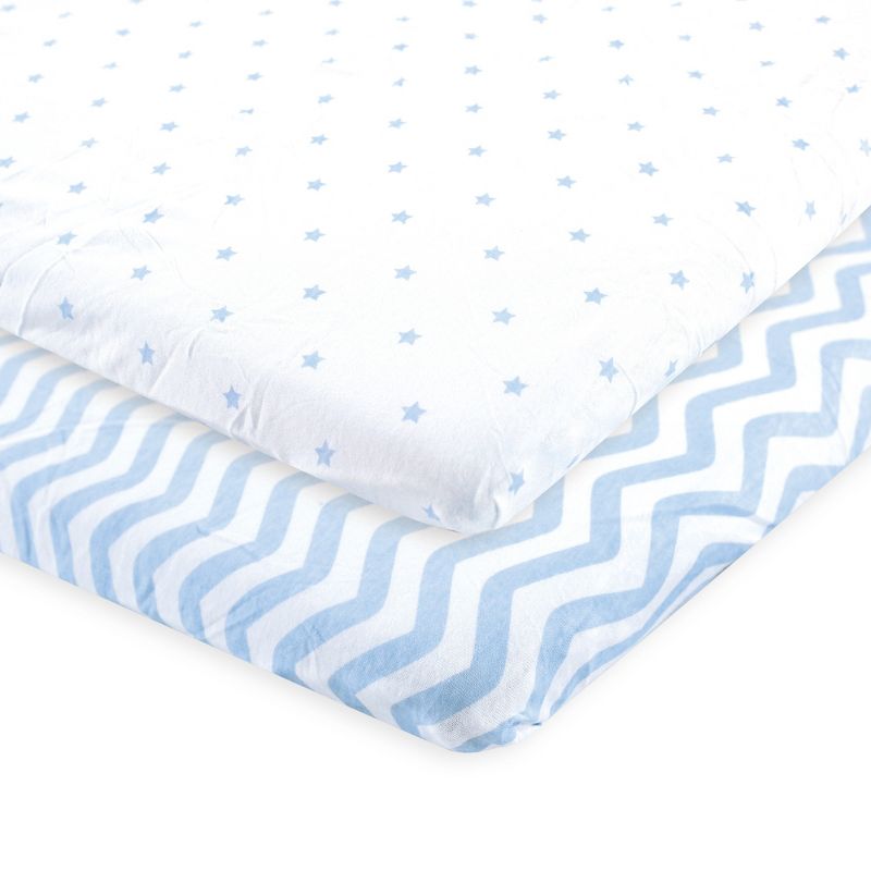 Luvable Friends Baby Boy Fitted Playard Sheet, Blue Chevron Stars, One Size, 1 of 3