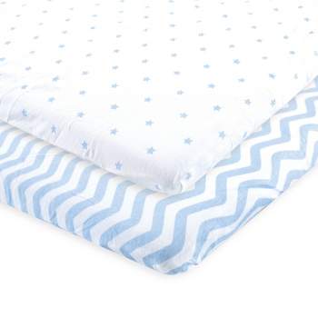 Luvable Friends Baby Boy Fitted Playard Sheet, Blue Chevron Stars, One Size