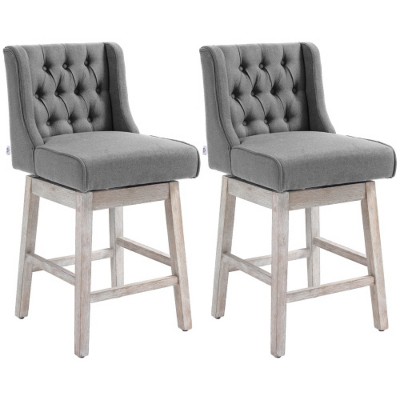 Gray Bar Height Bar Stool Set of 2, 180 Degree Swivel Bar Stool, 27 Inch Seat Height Bar Stool