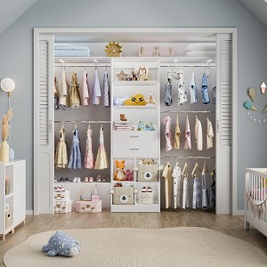 Aheaplus 4.75-8FT Closet System with Wooden Drawers & Cube Storage Organizer - White - 1 of 4