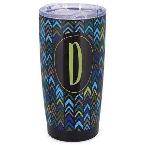 Elanze Designs D Monogram Herringbone Arrows Wrap-Around Design 20 Ounce Stainless Steel On-The-Go Coffee Mug, Thermal Travel Tumbler with Leak - 1 of 4