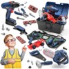 Skirfy 47 Pcs Kids Pretend Tool Sets, ABS Play Tool Box with Electric Power Toy Drill and Chainsaw for Kids - 2 of 4