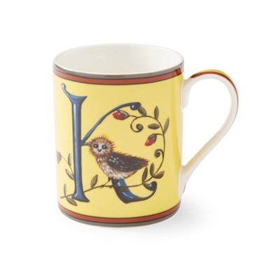 Kit Kemp by Spode 12oz Alphabet Mug, Unique Stylish Monogram, Fine China, Dishwasher Safe, Personalized Initial, Fabulous Mug with Gift Box