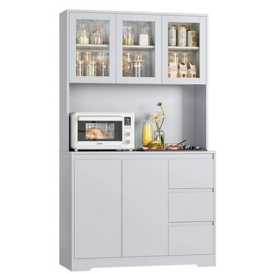 LunaLulinlk 70.9'' Kitchen Pantry Cabinet with Charging Station and LED Light