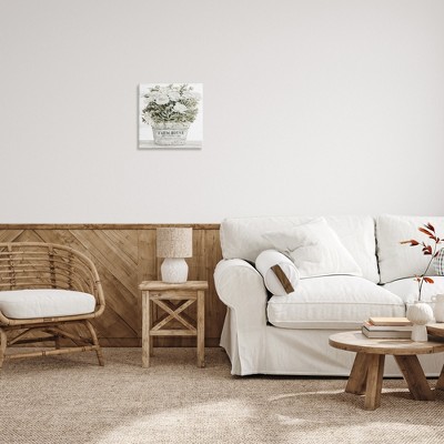 Farmhouse White Rose Blossoms Canvas Wall Art, 17" x 17"