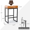 Saddle Counter Height Bar Stools Set, Modern Faux Leather, for Kitchen - 2 of 4