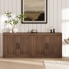 70.8" Sideboard Buffet Cabinet, Mid Century Modern Accent Cabinet with 4 Doors, Wood Coffee Bar Media Console Credenza for Kitchen, Brown - 2 of 4