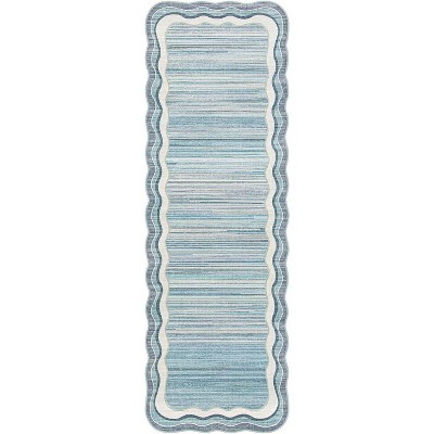Lahome Machine Washable Gradient Border Wave Floor Mat-Soft Carpet for Living Room, Bedroom, or Entryway