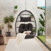 Outdoor Garden Rattan Egg Swing Chair,Hammock Chair With Waterproof Fabric Cushion And Metal Frame,Patio Lounge Hanging Chair-Coolbibila - 2 of 4