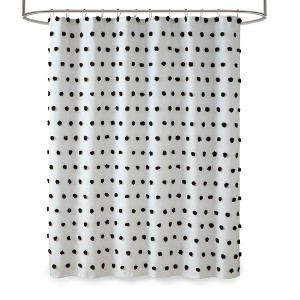 Gracie Mills Albert Polka Dots Casual Shower Curtain with All over pom pom - 1 of 4
