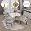 LeisureMod Bristol Square Dining Table with Marbled White MDF Top and Gold Steel Pedestal Base for Modern Kitchen and Dining Room - 4 of 4