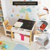 Kids Art Table and Chair Set, 3 In 1 Activity Table with 2 Chairs, Bookshelves, Drawers and Detachable Tabletop, Toddlers Craft Table Art Desk - 3 of 4