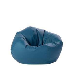 Factory Direct Partners Kids' Round Vinyl Bean Bag Peacock Blue - 1 of 4