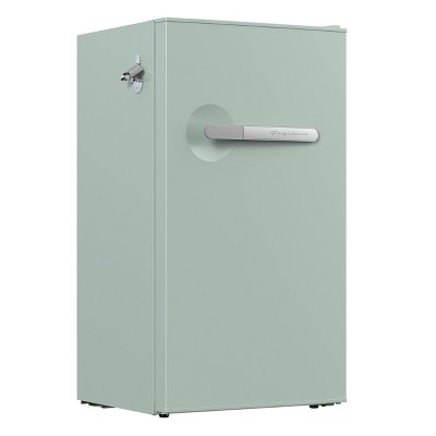 Sage Green Retro Compact Refrigerator with Silver Bar Handle