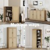 PexFix 36"x31"x16" Rattan Wood Accent Cabinet with Adjustable Shelf Storage Cabinet,Natural - 3 of 4