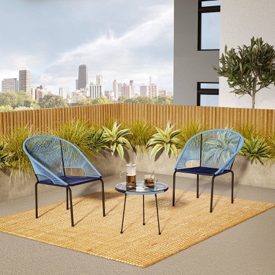 3pc Outdoor Conversation Set - Blue - TK Classics