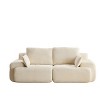 TIRAMISUBEST Cream-Style Memory Foam No Leg Floor Sofa, Corduroy Upholstered Loveseat Couch with 2 Pillows - 4 of 4