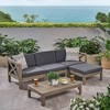 Outdoor Patio Furniture L-Shaped Sectional Sofa Set with Coffee Table, Multi-Functional Guest Seating Sofa, Rosewood Frame, Suitable for Living Rooms - 3 of 4