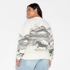 Women's Wild Horses Fleece Graphic Sweatshirt - Cream/Gray - 3 of 3