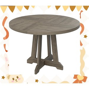 Garvee 47 Inch Round Dining Table for 4 to 6 People – Farmhouse Style Wooden Table with Sturdy Construction, Perfect for Family Gatherings - 1 of 4