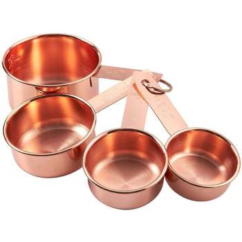 Juvale 4 Pieces Stainless Steel Measuring Cup Set, Stackable Copper Plated Metal Cups for Precision Baking, Cooking