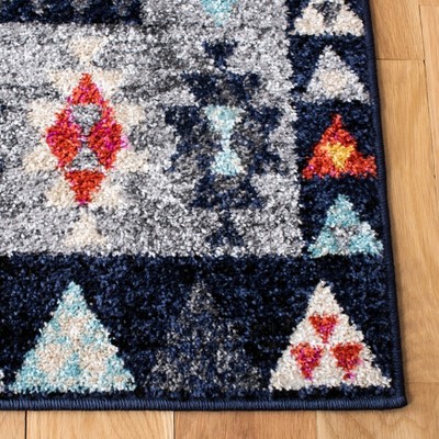 Ivory and Grey Boho Tribal Runner Rug with Multicolor Accents