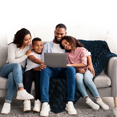 Blue Faux Fur Reversible Throw Blanket for Pets