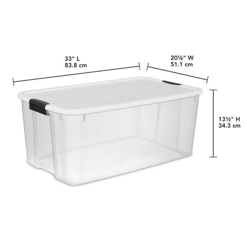 Sterilite Storage System Solution with 116 Quart Clear Stackable Storage Box Organization Containers with White Latching Lid, 4 of 8