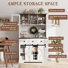 72" Kitchen Pantry Storage Cabinet with Hutch and Sliding Barn Door, Farmhouse Tall Buffet Cabinet with Drawers - 4 of 4