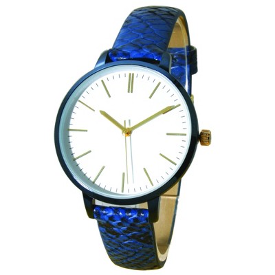 Olivia Pratt Snake Print Leather Strap Watch
