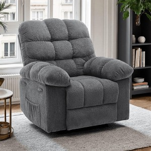 GustoWave Oversized Fabric Recliner Chair, Manual Upholstered Lazy Boy Reclining Sofa with Side Pockets, Steel Frame - 1 of 4