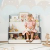 3-in-1 Kids Bookshelf and Toy Storage Organizer with Bench, Toddler Bookshelf and Bookcase with Reading Nook and 2 Storage Cabinets,Grey Elephant - 3 of 4