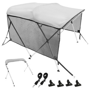 VEVOR 3 Bow Bimini Top Boat Cover, Detachable Mesh Sidewalls, 600D Polyester Canopy with 1" Aluminum Alloy Frame - 1 of 4
