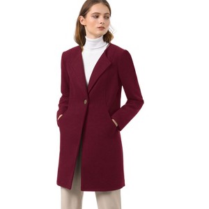 INSPIRE CHIC Women's Mid-thigh Collarless Single Breasted Outwear Winter Overcoat - 1 of 4