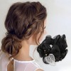 Unique Bargains Women's Fashion Elegant Leaves Flowers Hair Hair Ties Black 1 Pc - 2 of 3